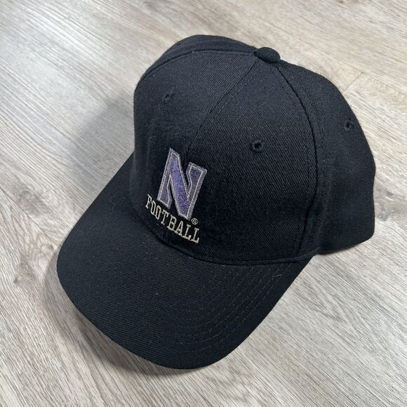 Vintage‎ Champion Northwestern Wildcats Hat Snapback Black Wool Cap - Picture 9 of 9
